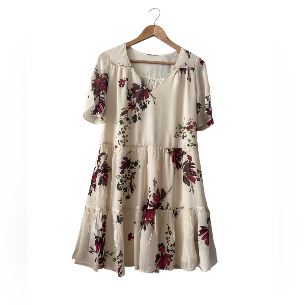 Ikks Floral Print Viscose Voile Dress Tunic Size M Pristine Condition